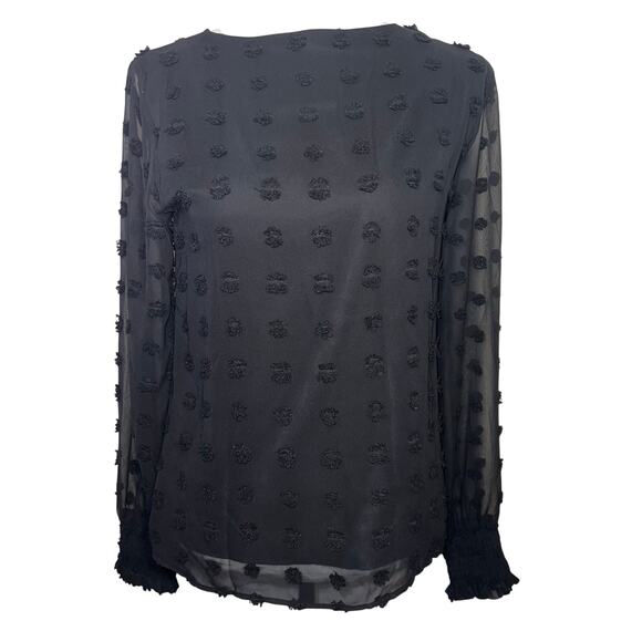 Blooming Jelly Chiffon Pom Pom Elastic Ruffle Cuff Sheer Gothic Blouse Women's S - Picture 6 of 8